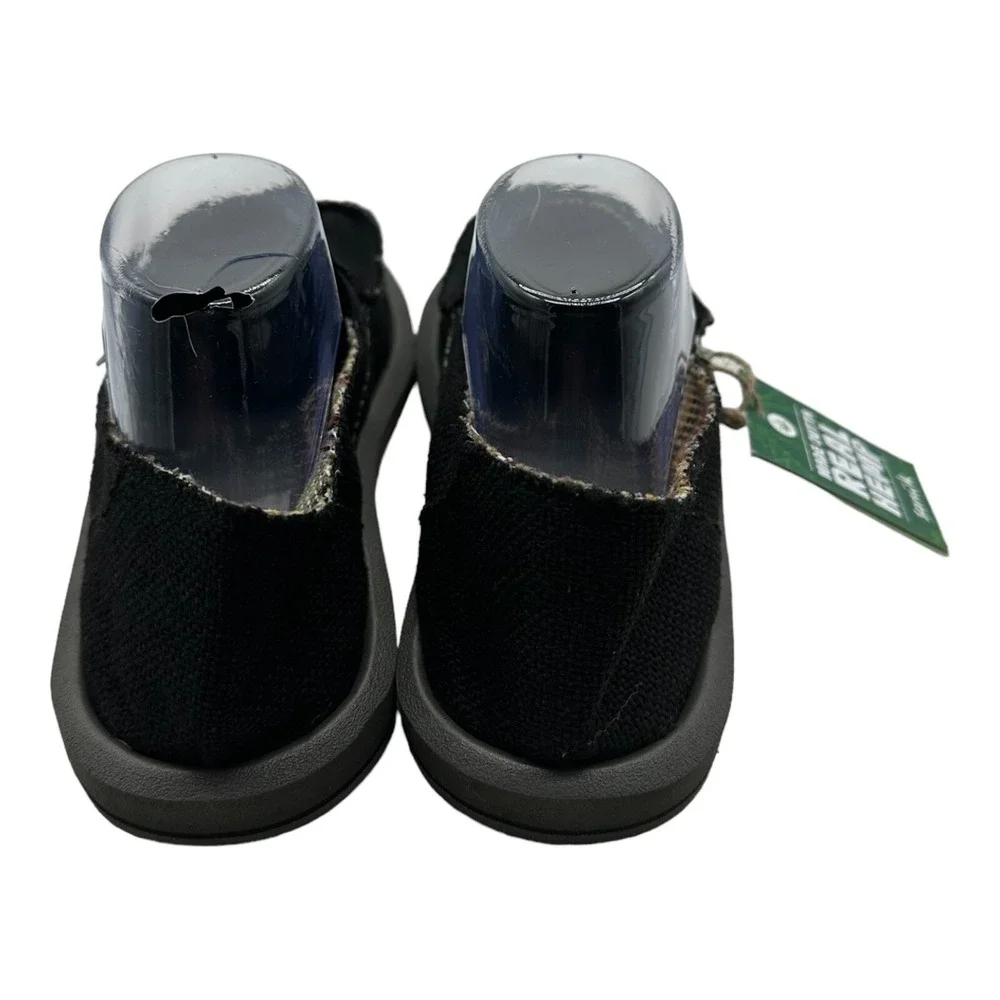Sanuk‎ Donna Hemp Shoes Women's Size 6 Black Slip On Loafers NWT SWF1160 BLK